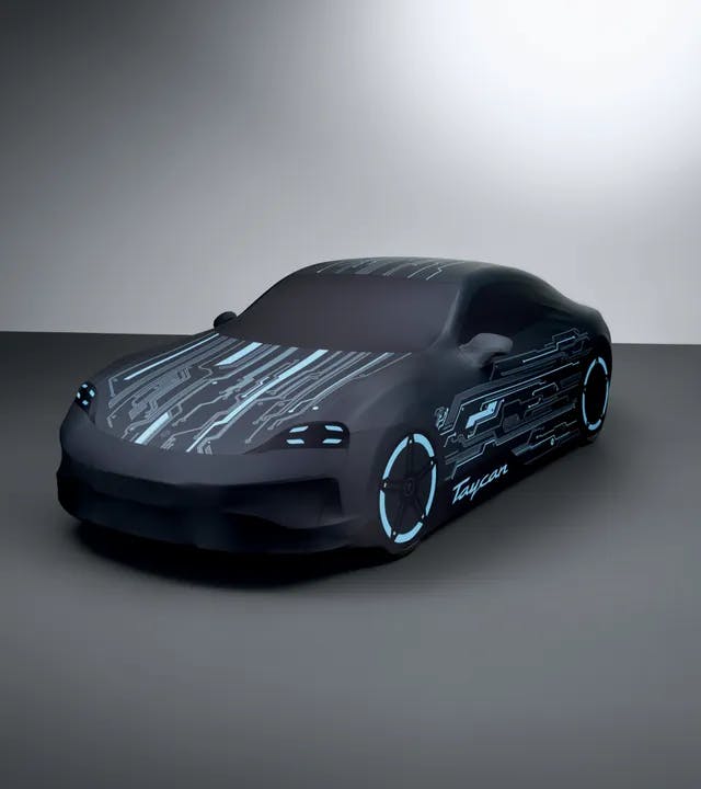 Indoor car cover with 'electric' design - Taycan