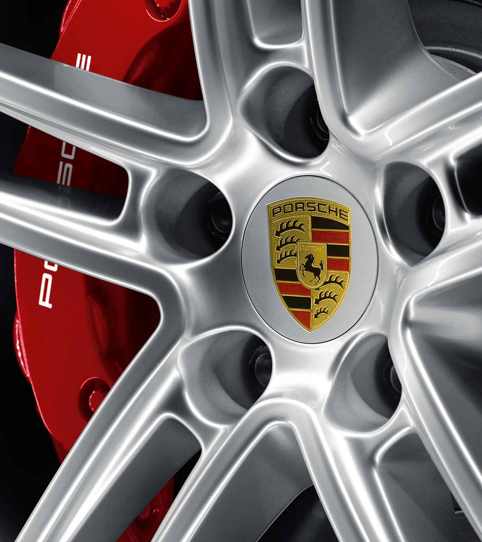 Porsche Wheel Hub Covers with Colored Crest (Set of 4) 1