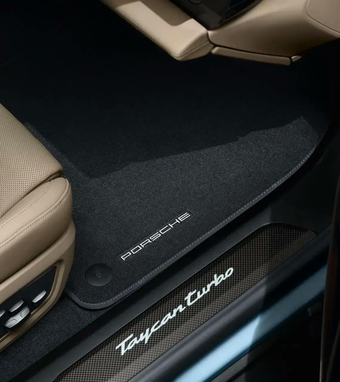 Carpeted Floor Mats with Nubuck Edging for Taycan, Slate Grey thumbnail 0