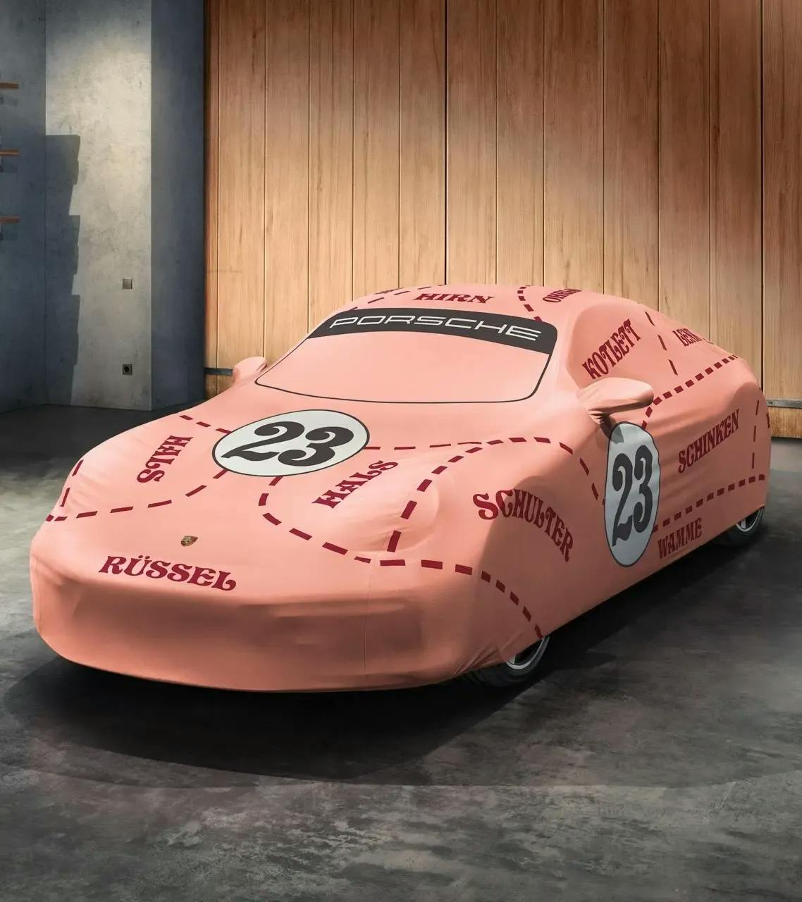 Porsche Indoor Car Cover for 911 (992) with Pink Pig Design 1