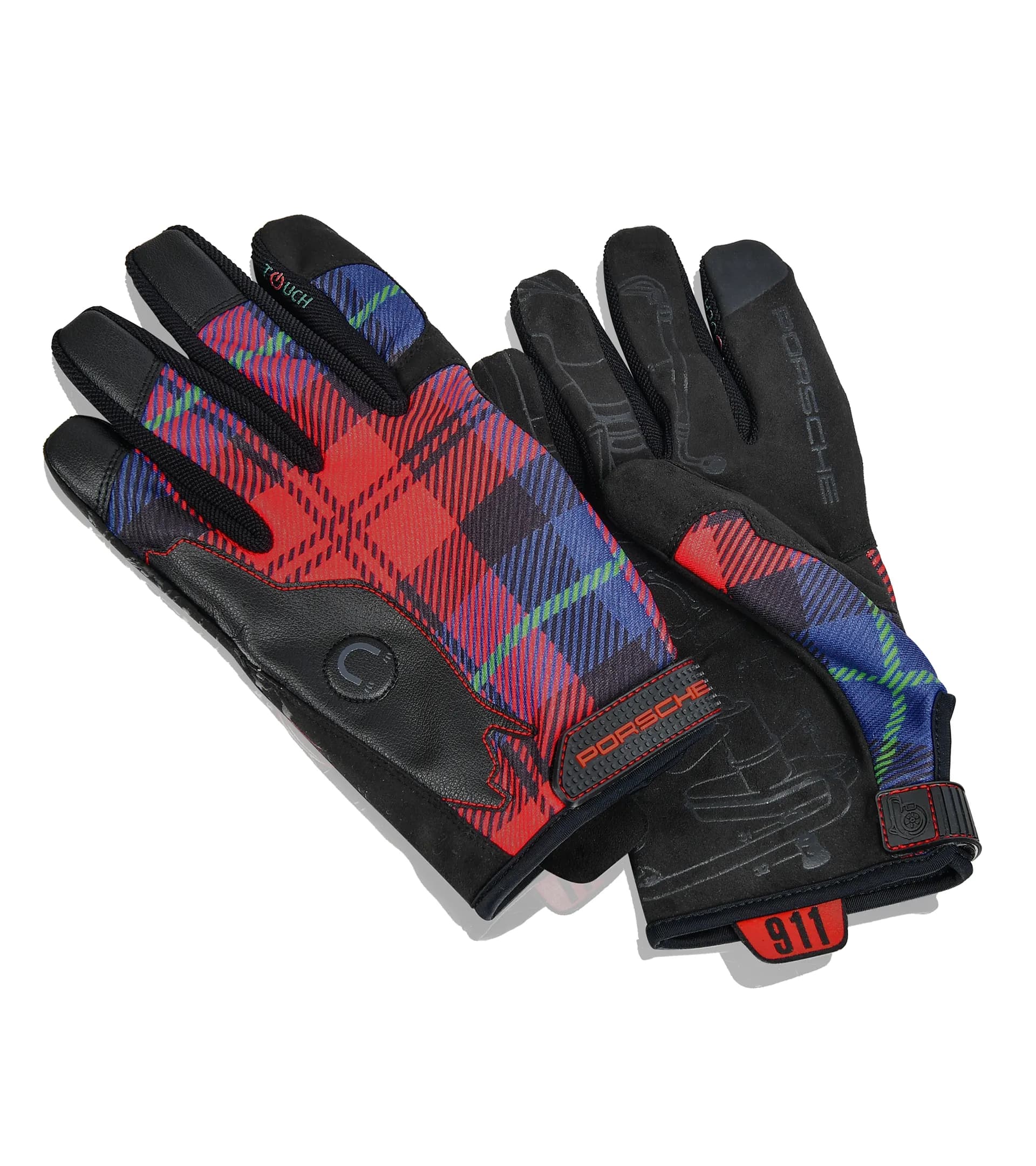 Porsche Assembly Gloves in McLaughlan Red Tartan 1