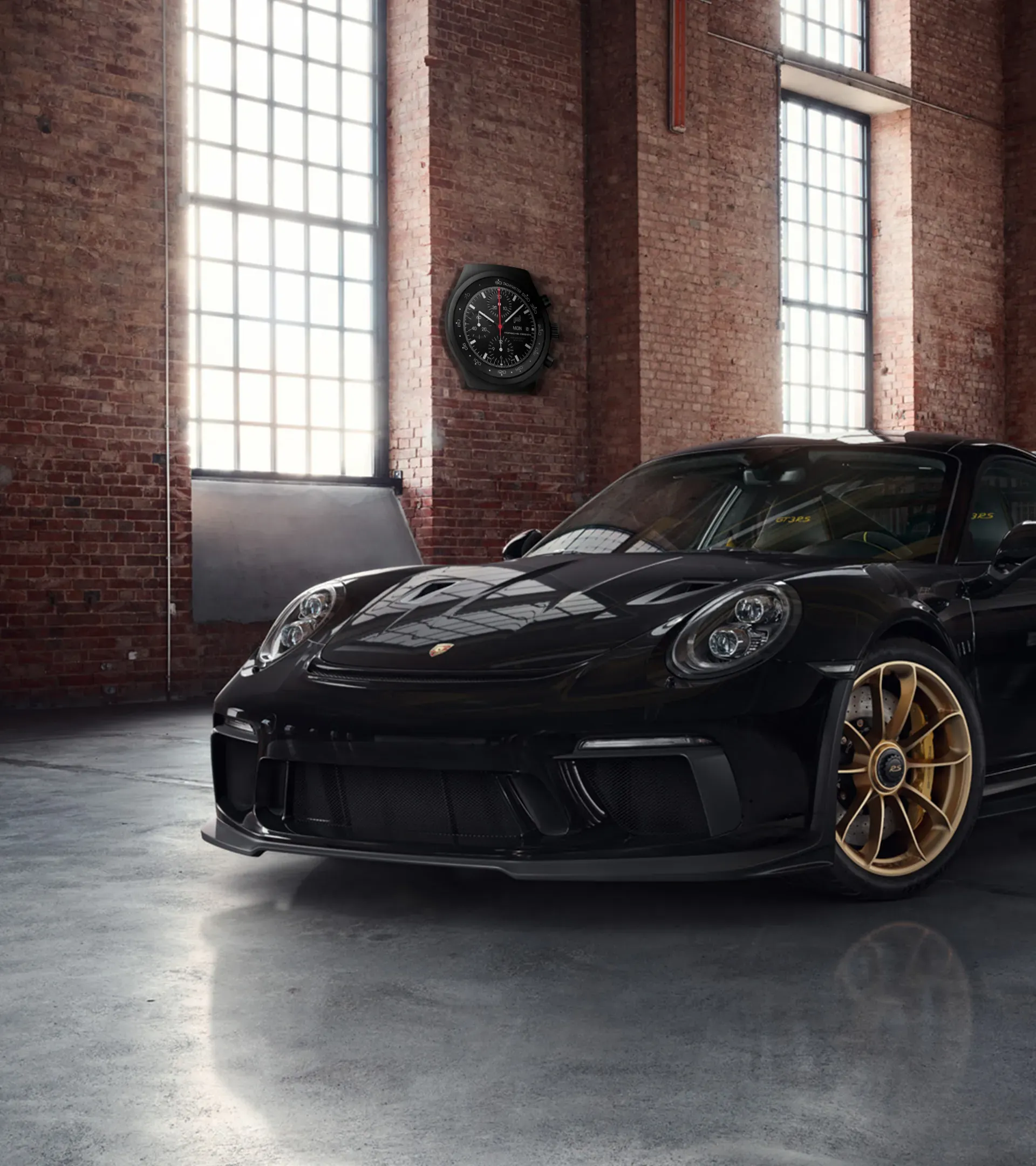 Chronograph 1 Horloge Murale Tout Noir 3