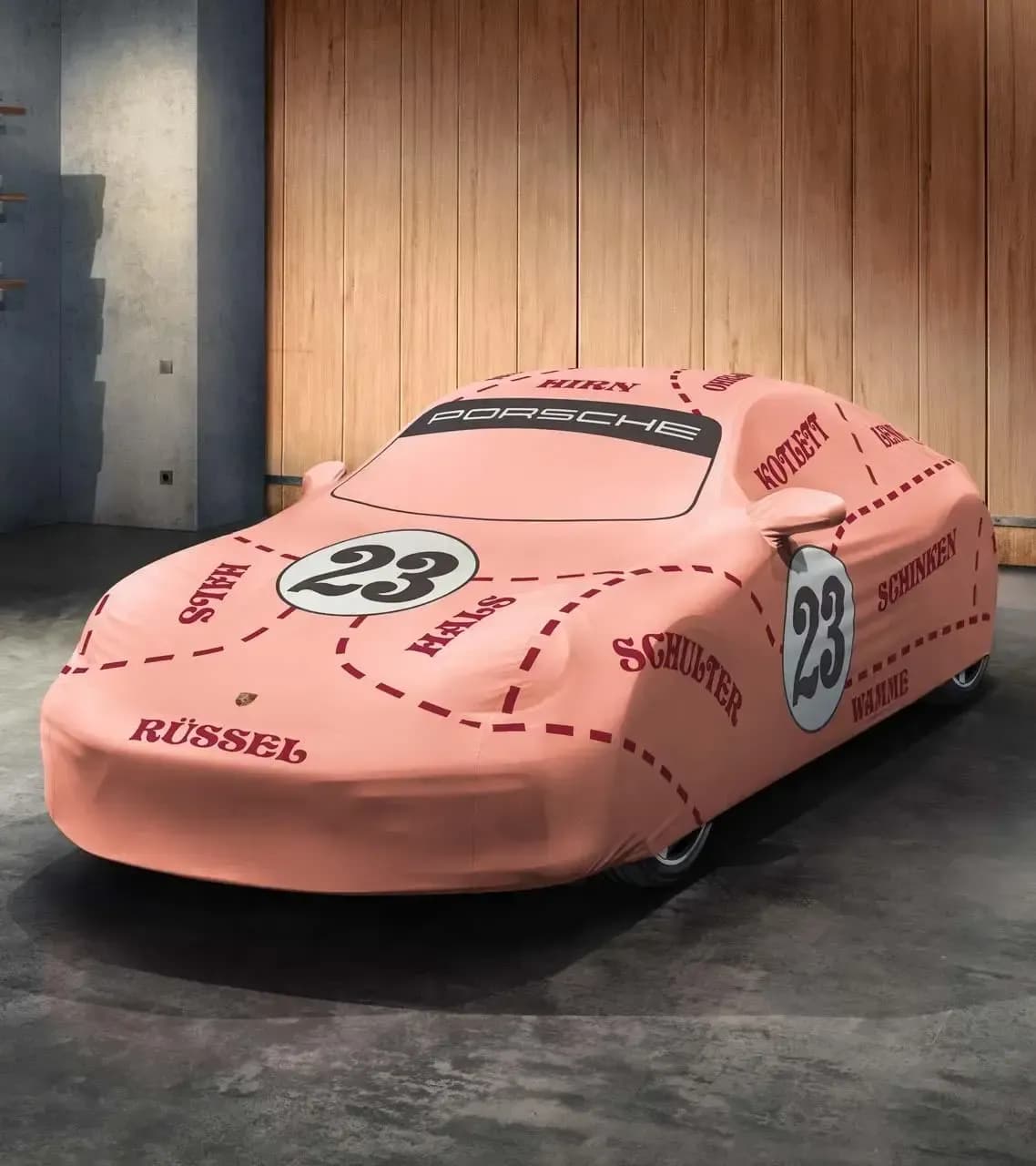 Indoor car cover Pink Pig design - 911 (992 Turbo)