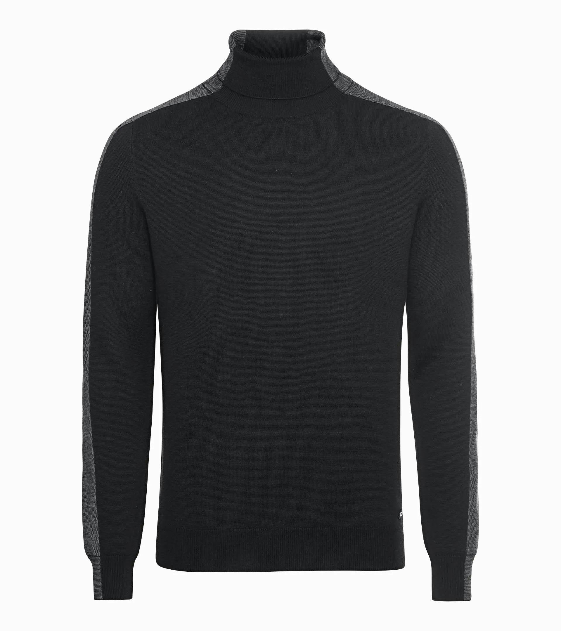Black, Pure Cashmere Turtle Neck Sweater