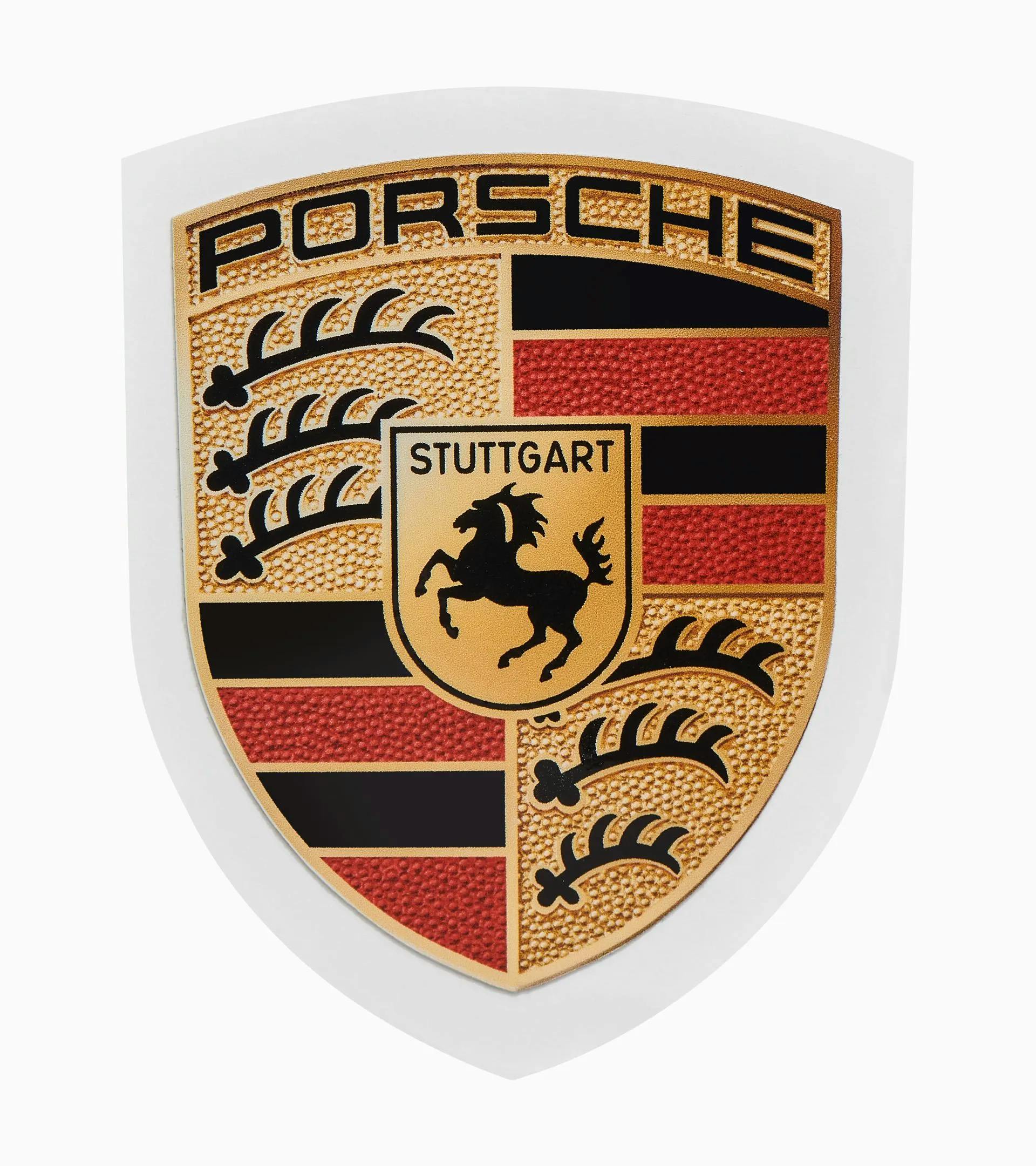 Original Porsche Emblem Coat Of Arms Logo Adhesive Label Sticker 6.5 X 5 cm