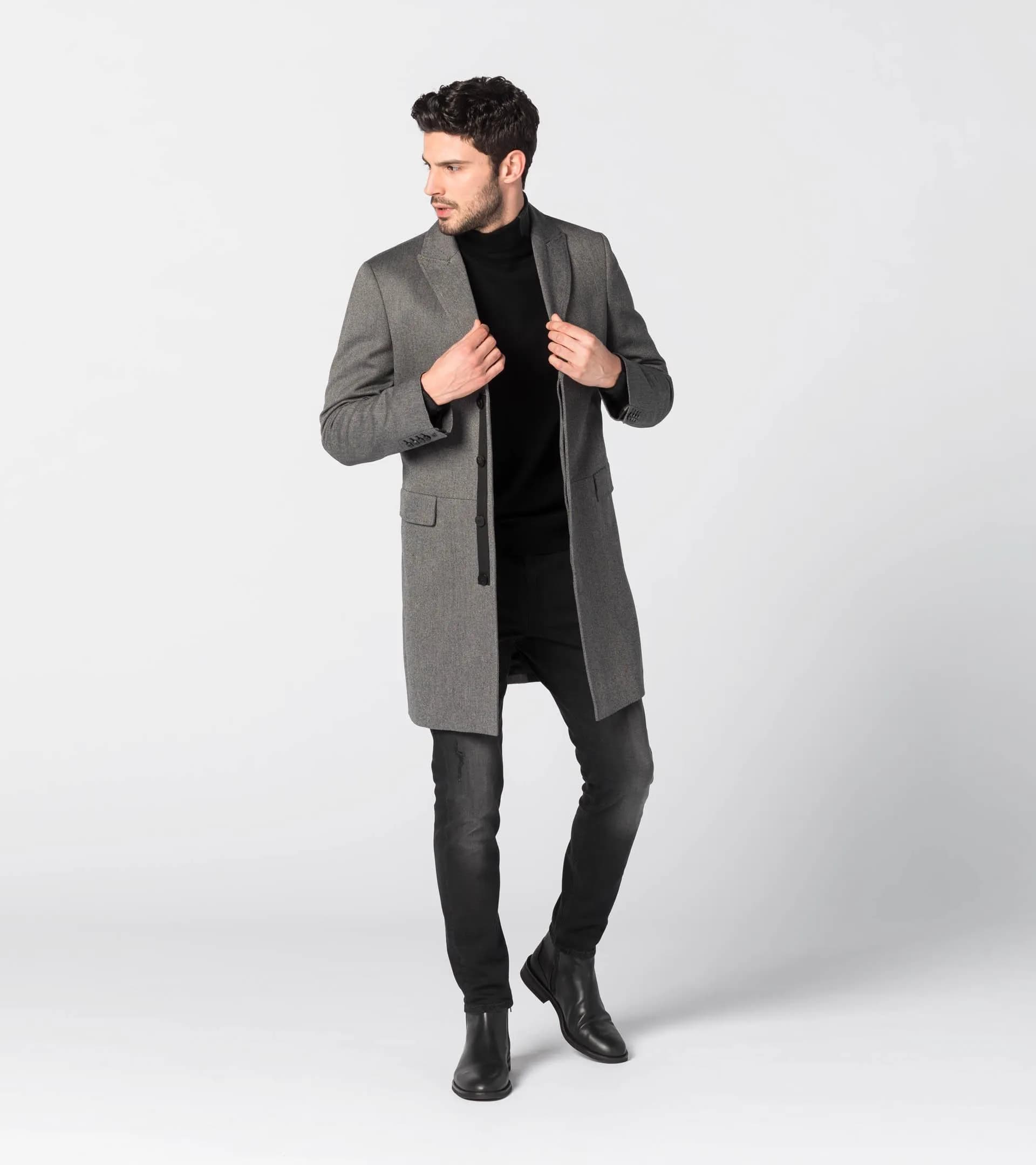 Mens peak lapel on sale overcoat