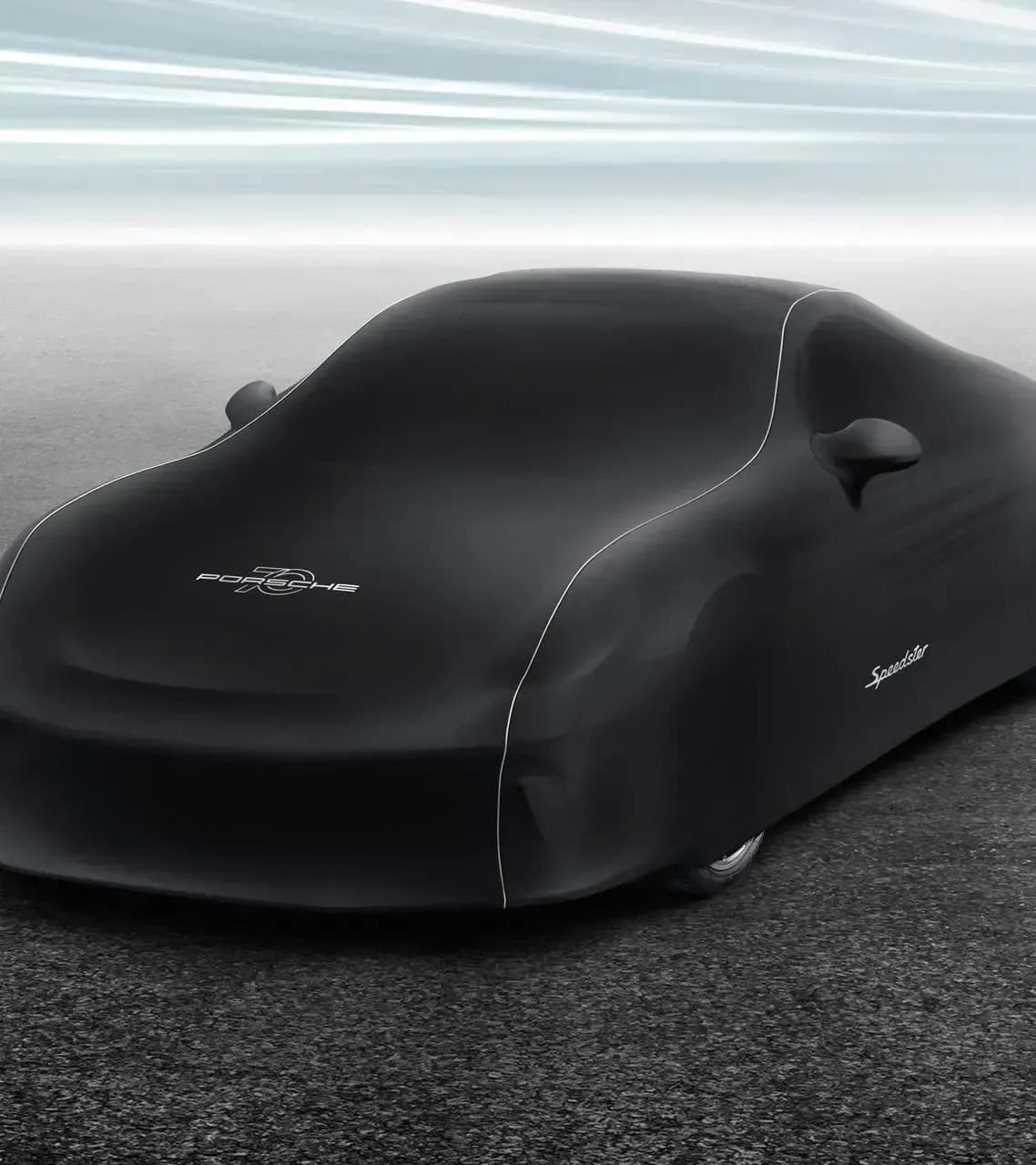 Indoor car cover 911 Speedster in 70 Years of Porsche Design