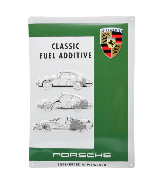 Placa metálica del aditivo para combustible de Porsche Classic