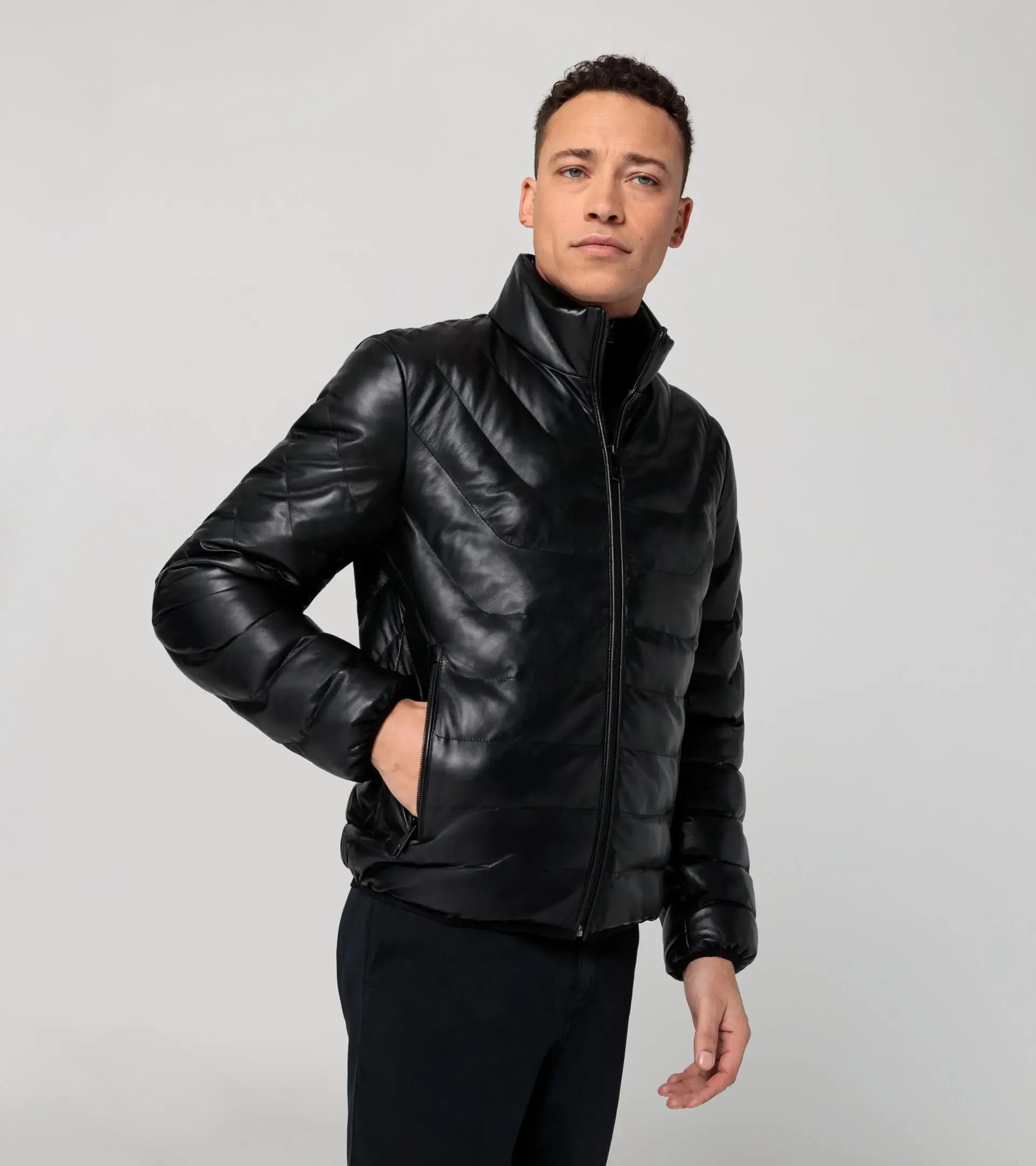 Athleisure padded leather jacket  3