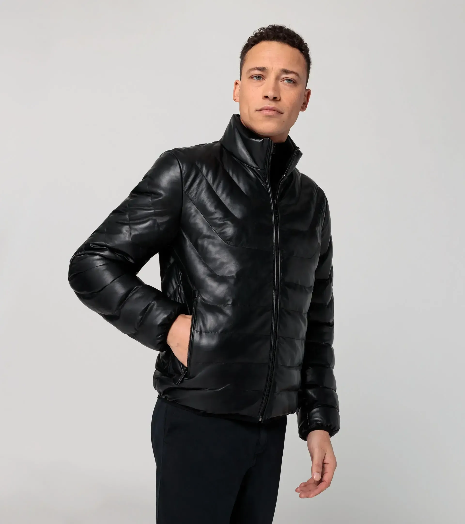 Athleisure Padded Leather Jacket  2