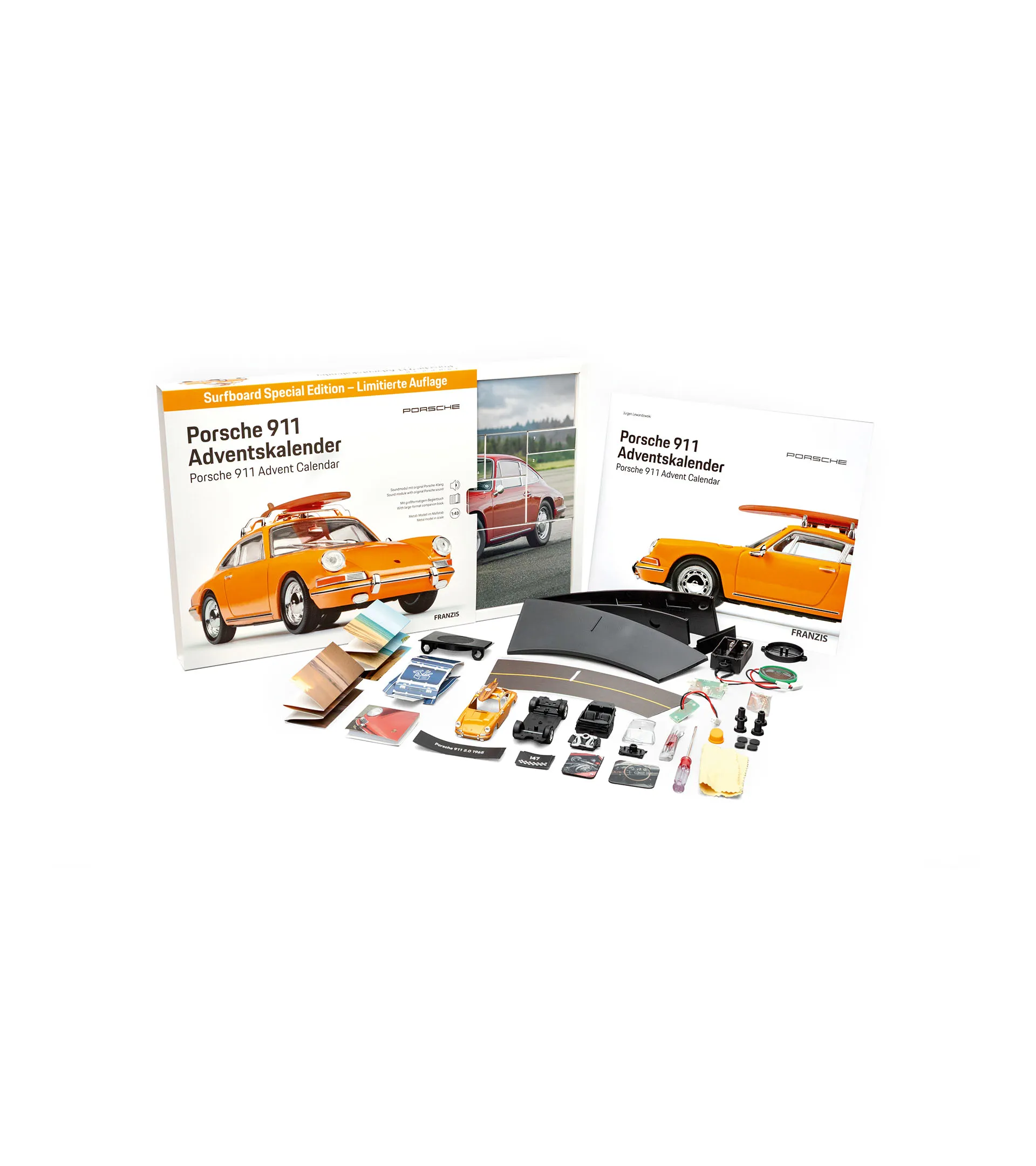 Porsche 911 con calendario de adviento de tabla de surf  3