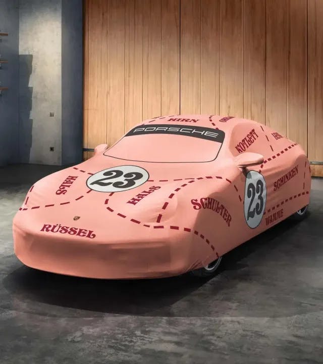 Telo copriauto per interni con design "Maialino rosa" - 911 (992 Turbo)