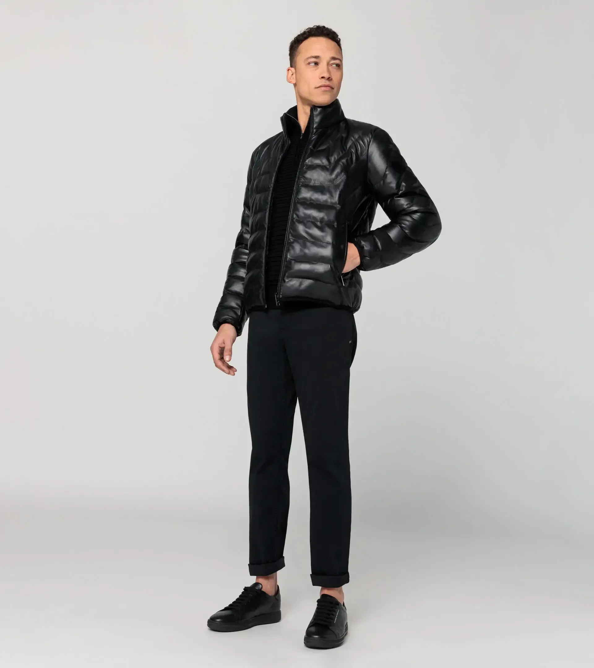 Athleisure padded leather jacket  5