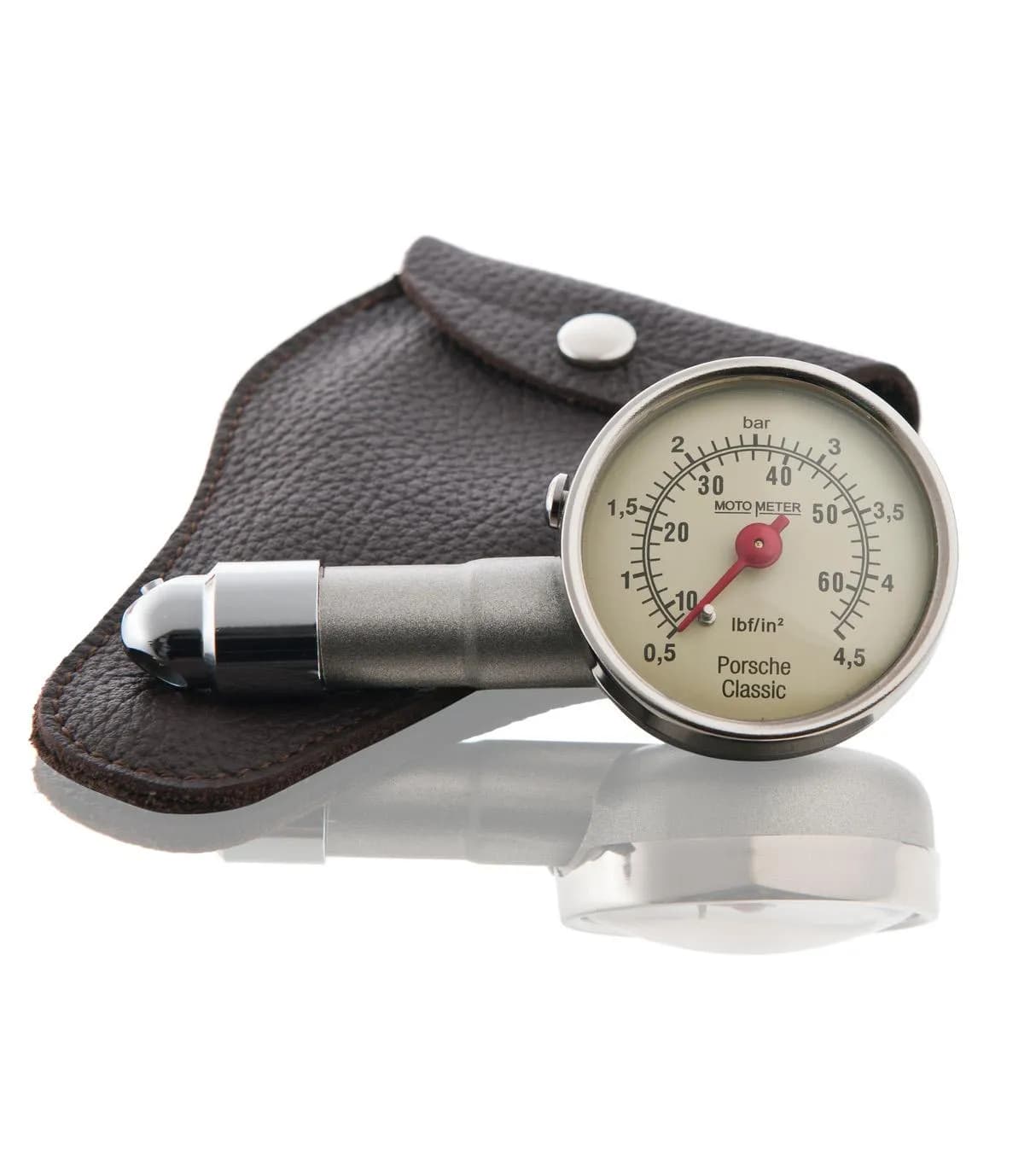 Porsche Classic Tire Pressure Gauge with Leather Case 1