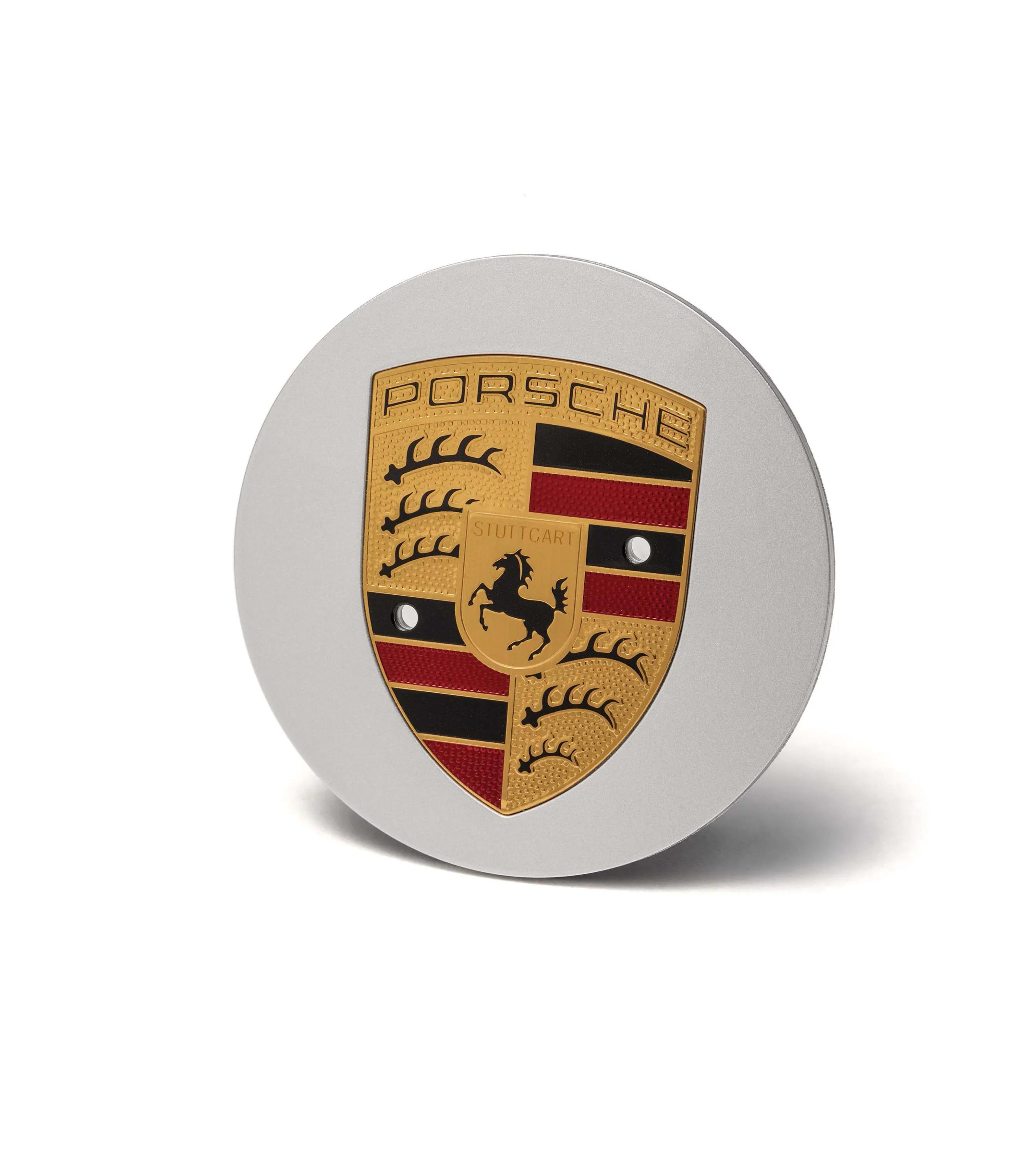 Wheel hub covers with coloured Porsche Crest thumbnail 0