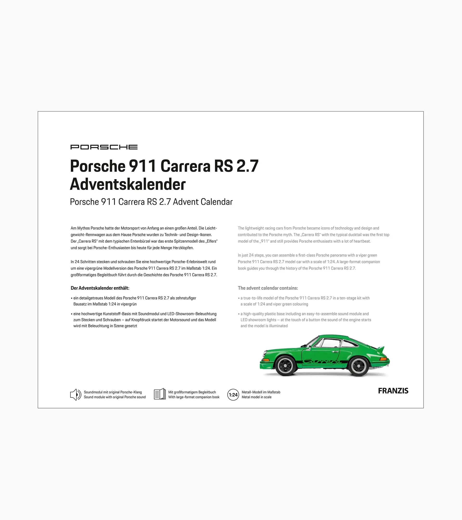 Porsche 911 Carrera RS 2.7 Adventskalender 3