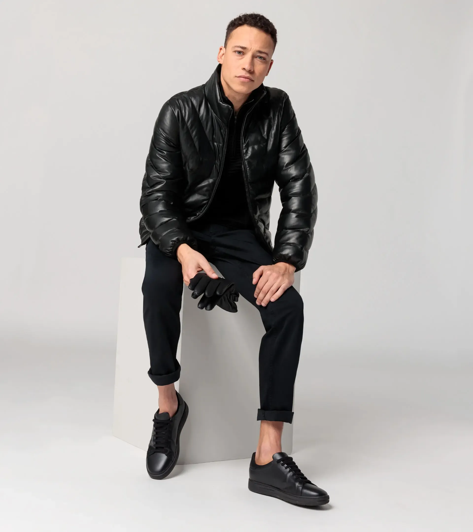 Athleisure padded leather jacket  thumbnail 4