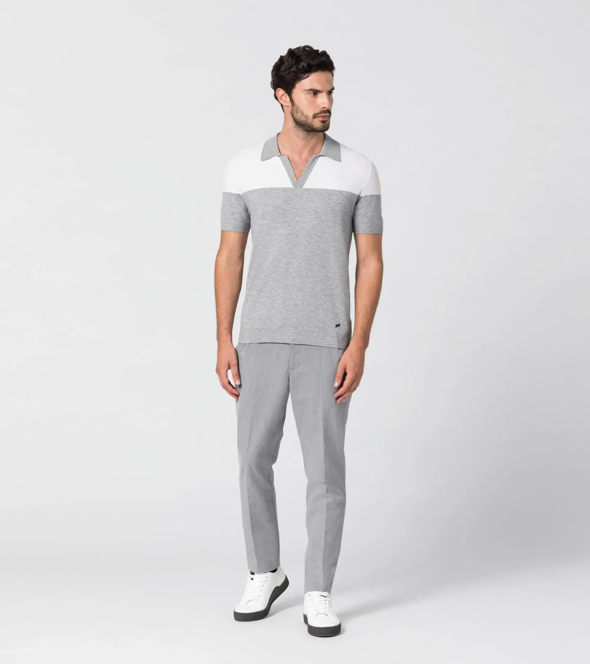 Bi-Colour Structured Knitted Polo 5