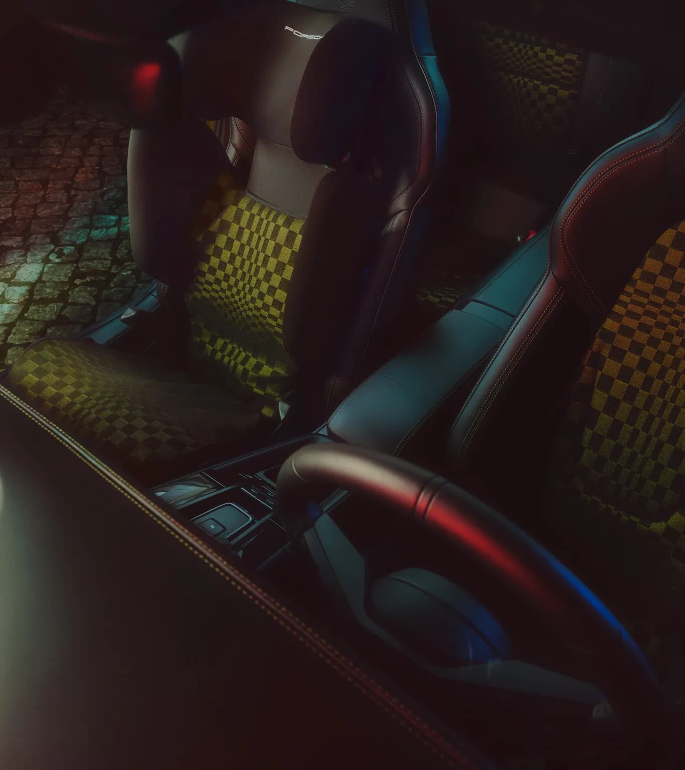 Child seat cover in Pasha Black/Olive Neo design Porsche Junior Seat i-Size 3