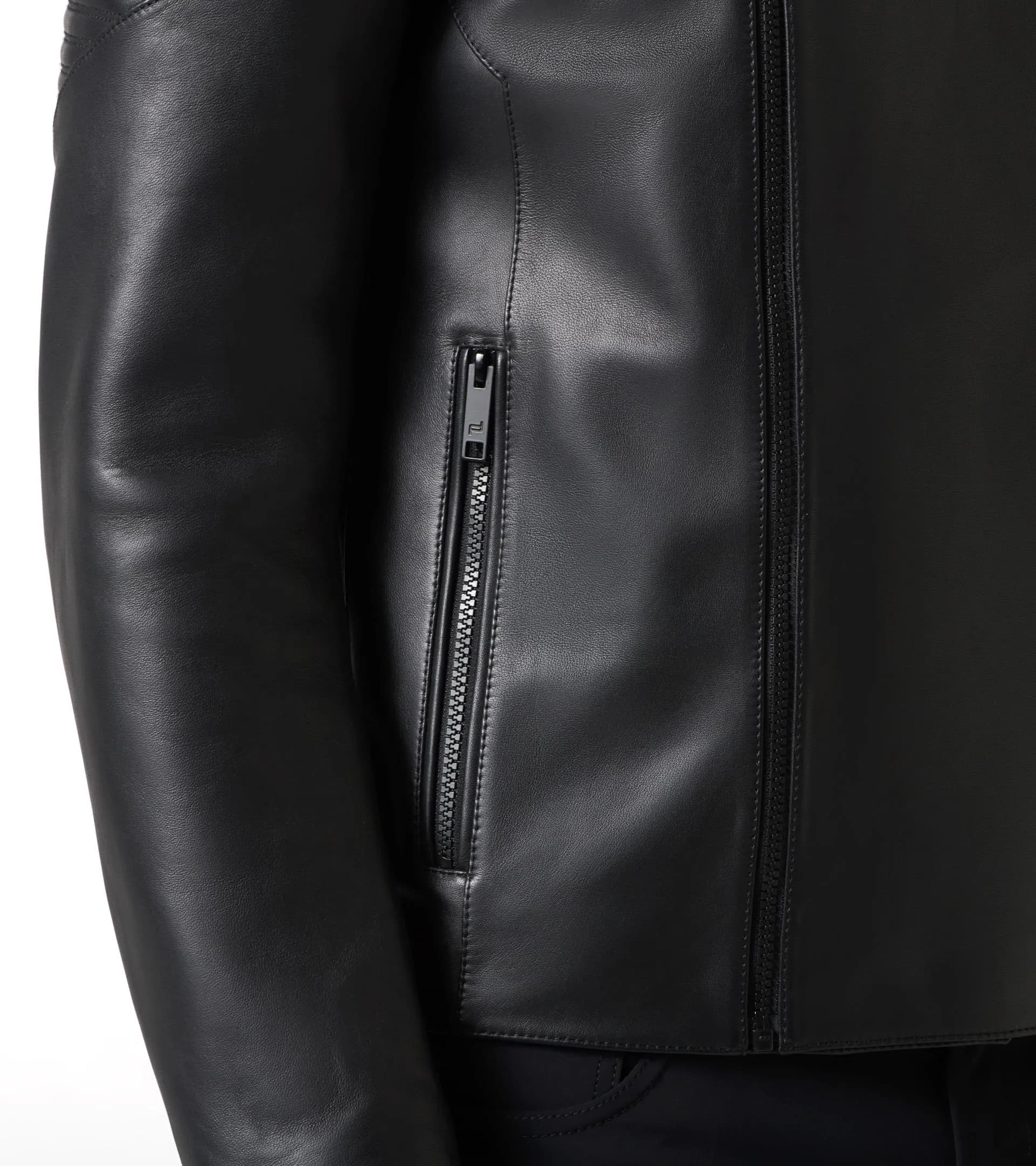 Asymmetric Zip MotoX Leather Jacket | PORSCHE SHOP