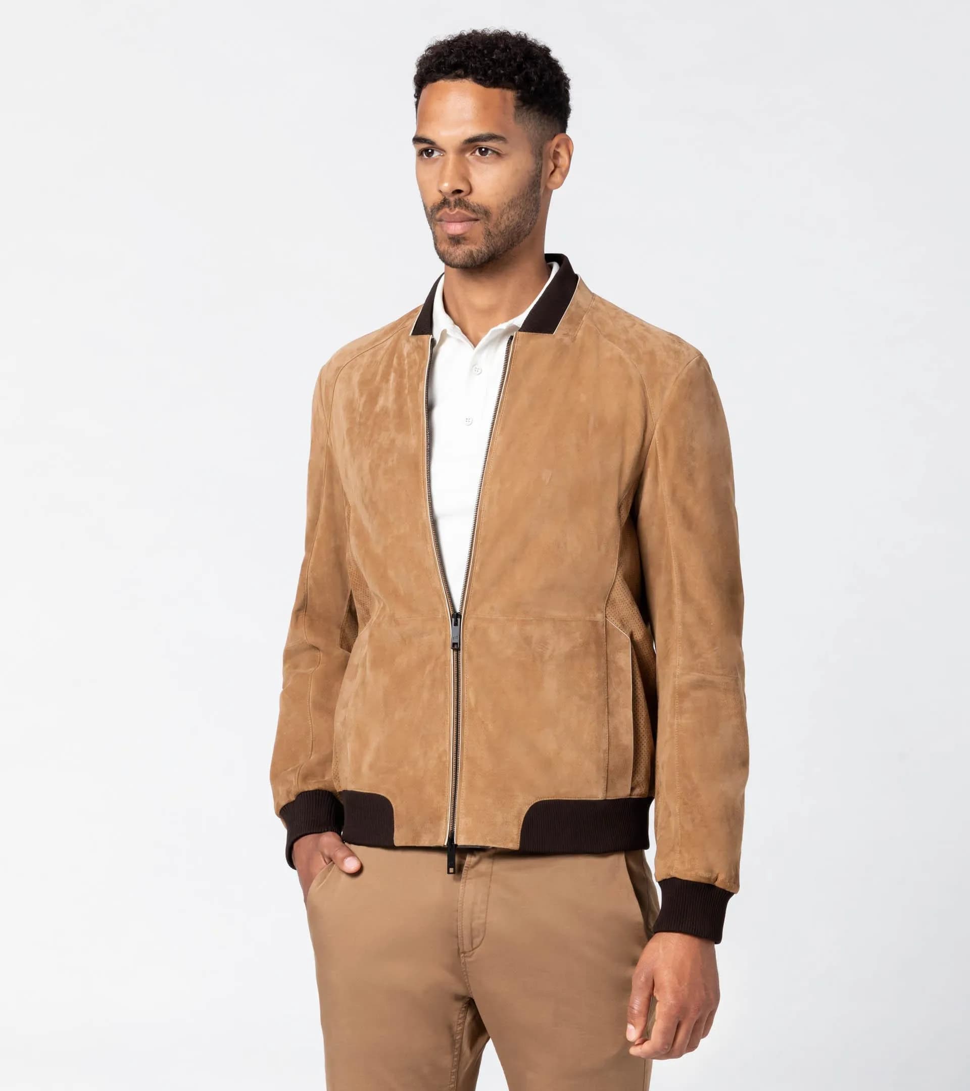 Perforated Goat Suede Leather Jacket thumbnail 5