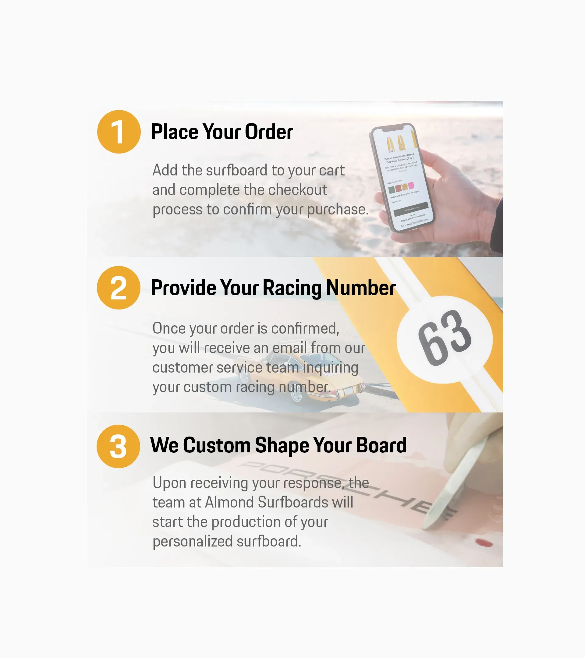 Custom-made Porsche x Almond The Surf Thumb Surfboard (9' 11") 7