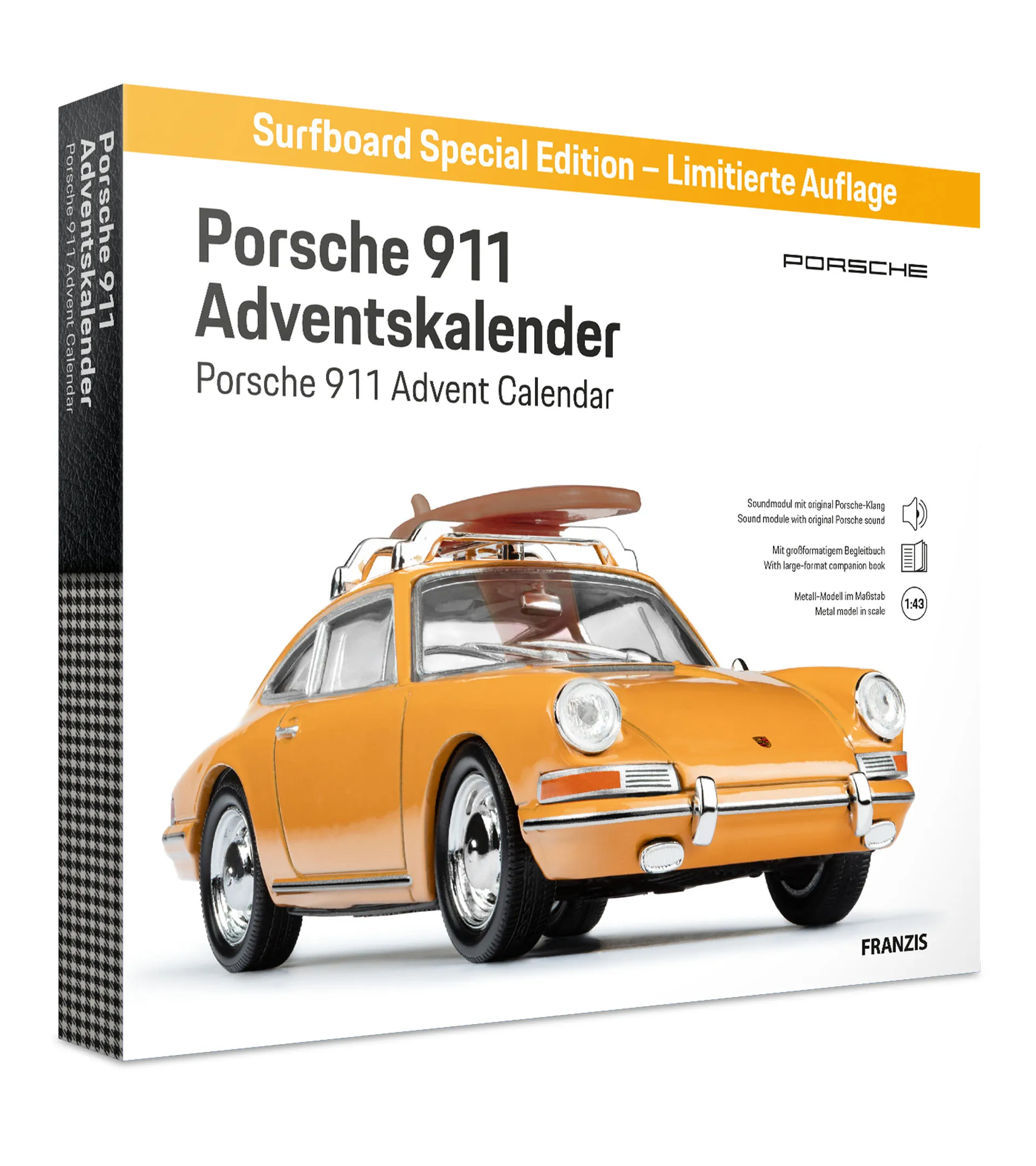 Porsche 911 con calendario de adviento de tabla de surf  1