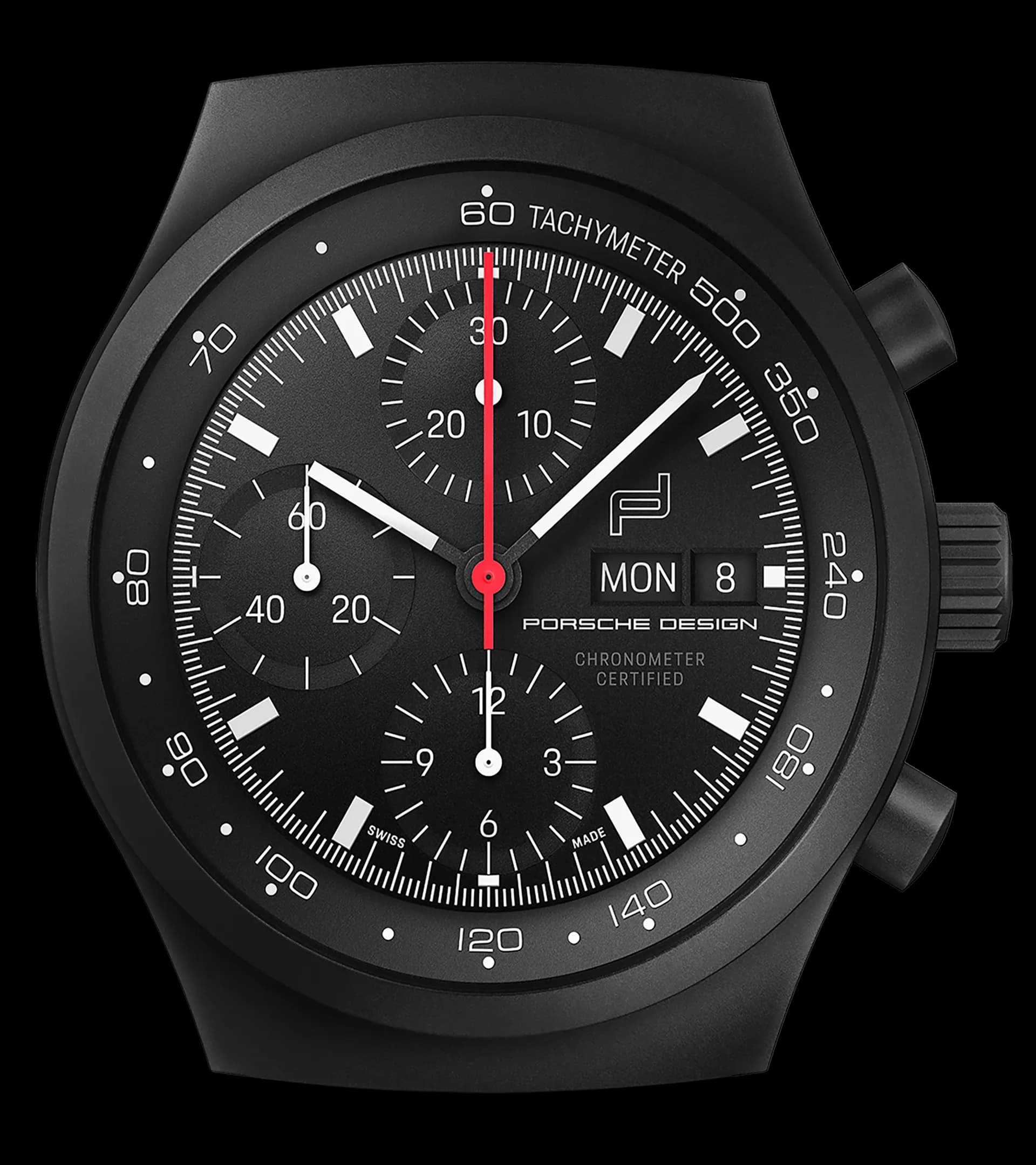 Chronograph 1 Horloge Murale Tout Noir 1