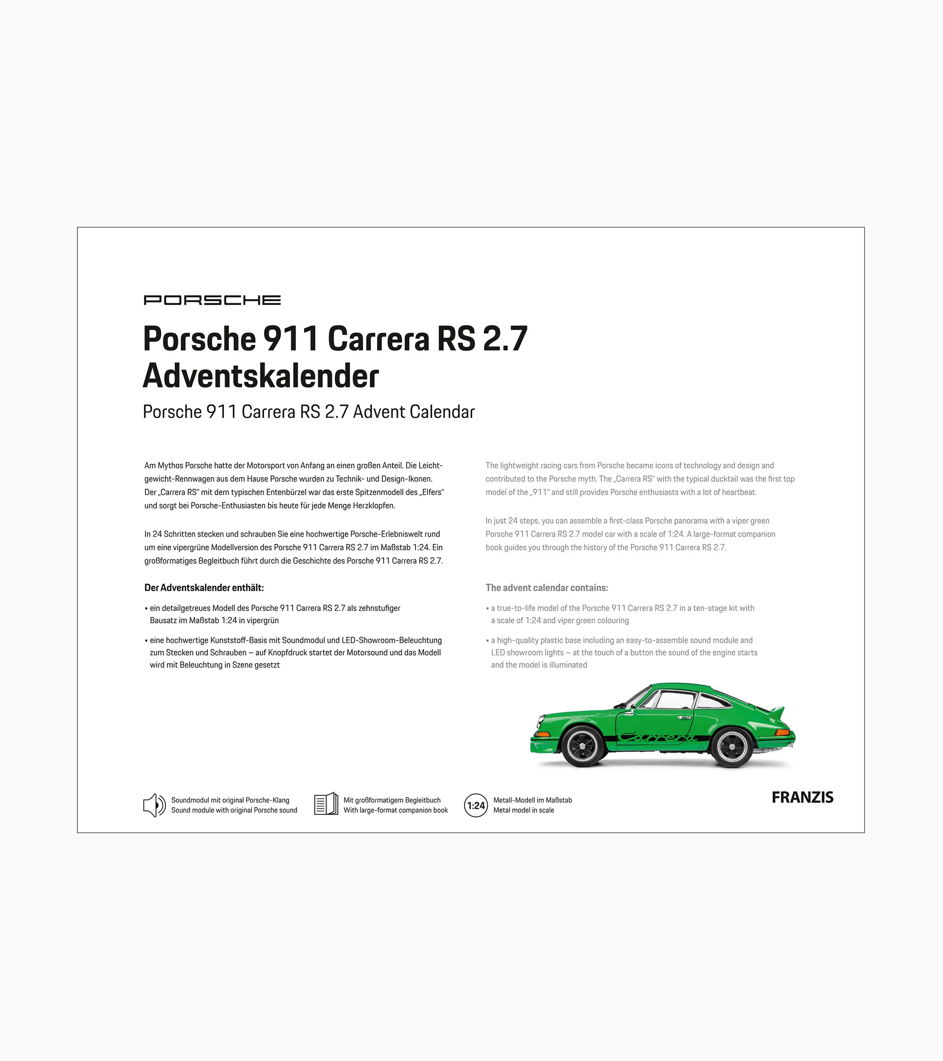 Porsche 911 Carrera RS 2.7 Adventskalender 3