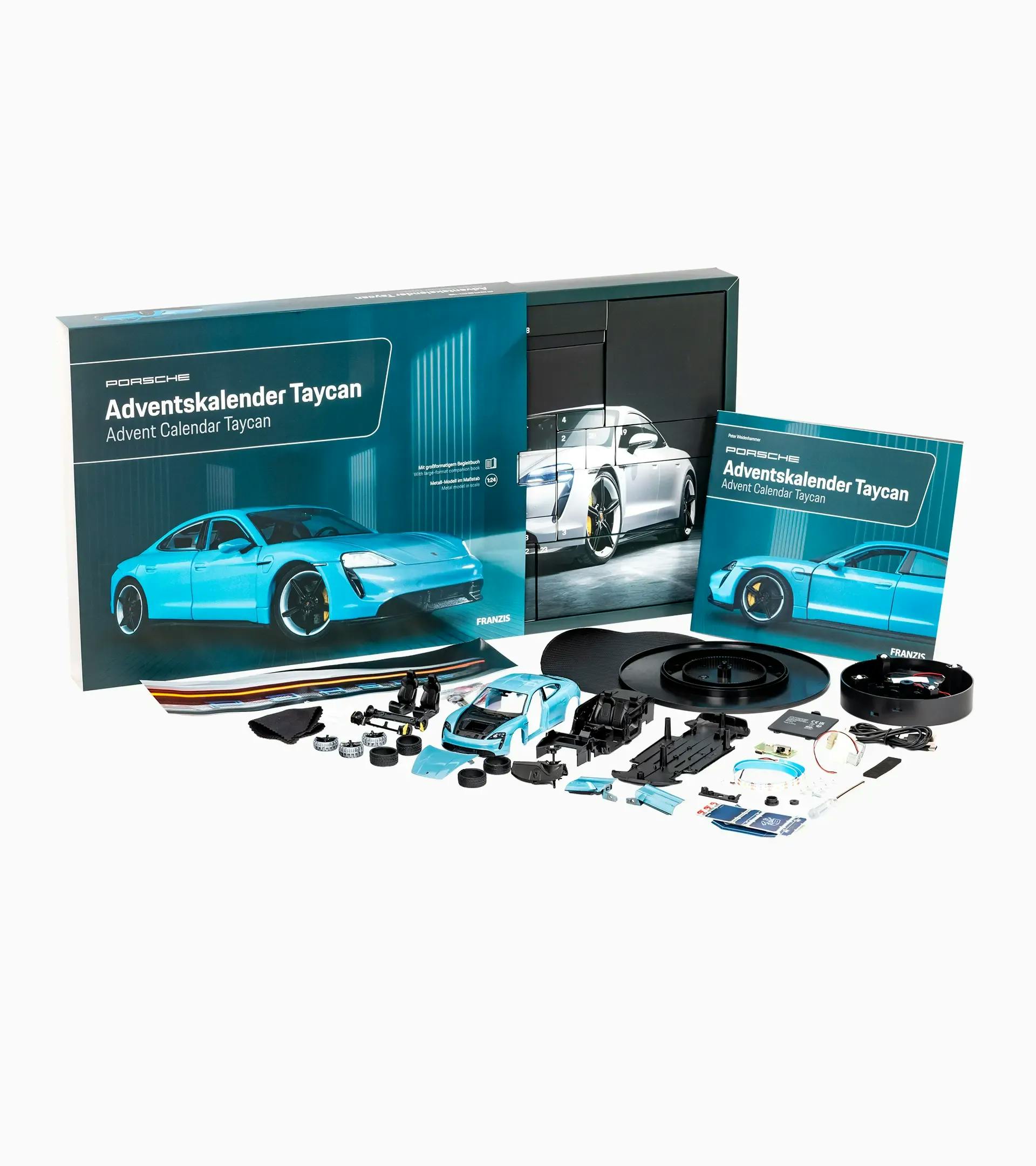 Adventskalender, Modellauto Porsche Carrera RS, Begleitbuch und