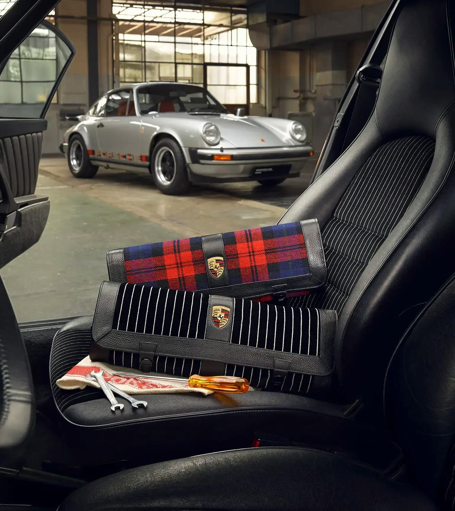 Porte-clés de voiture Porsche cuir véritable - Équipement auto