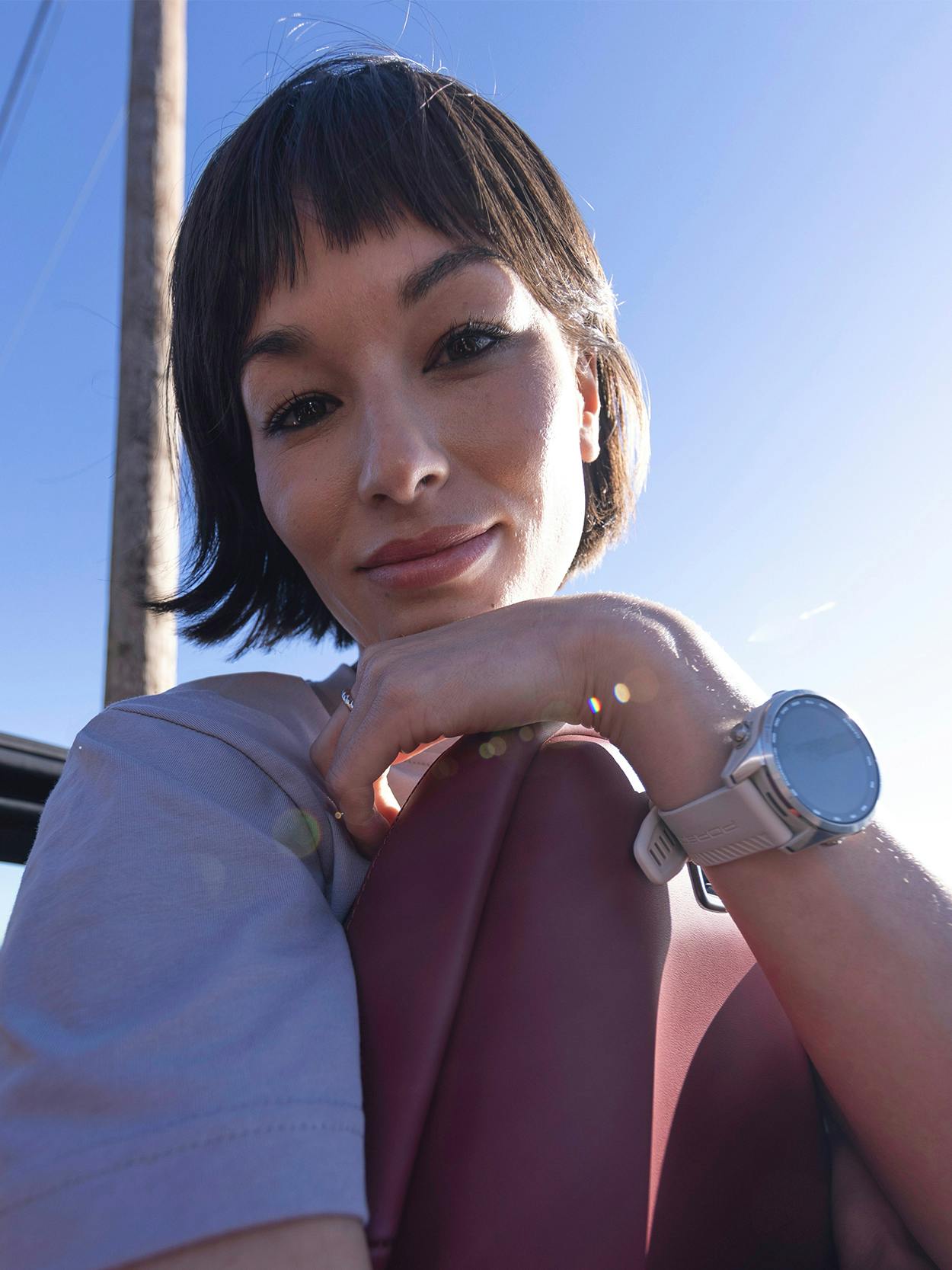 Woman wearing Porsche Design Garmin Smartwatch