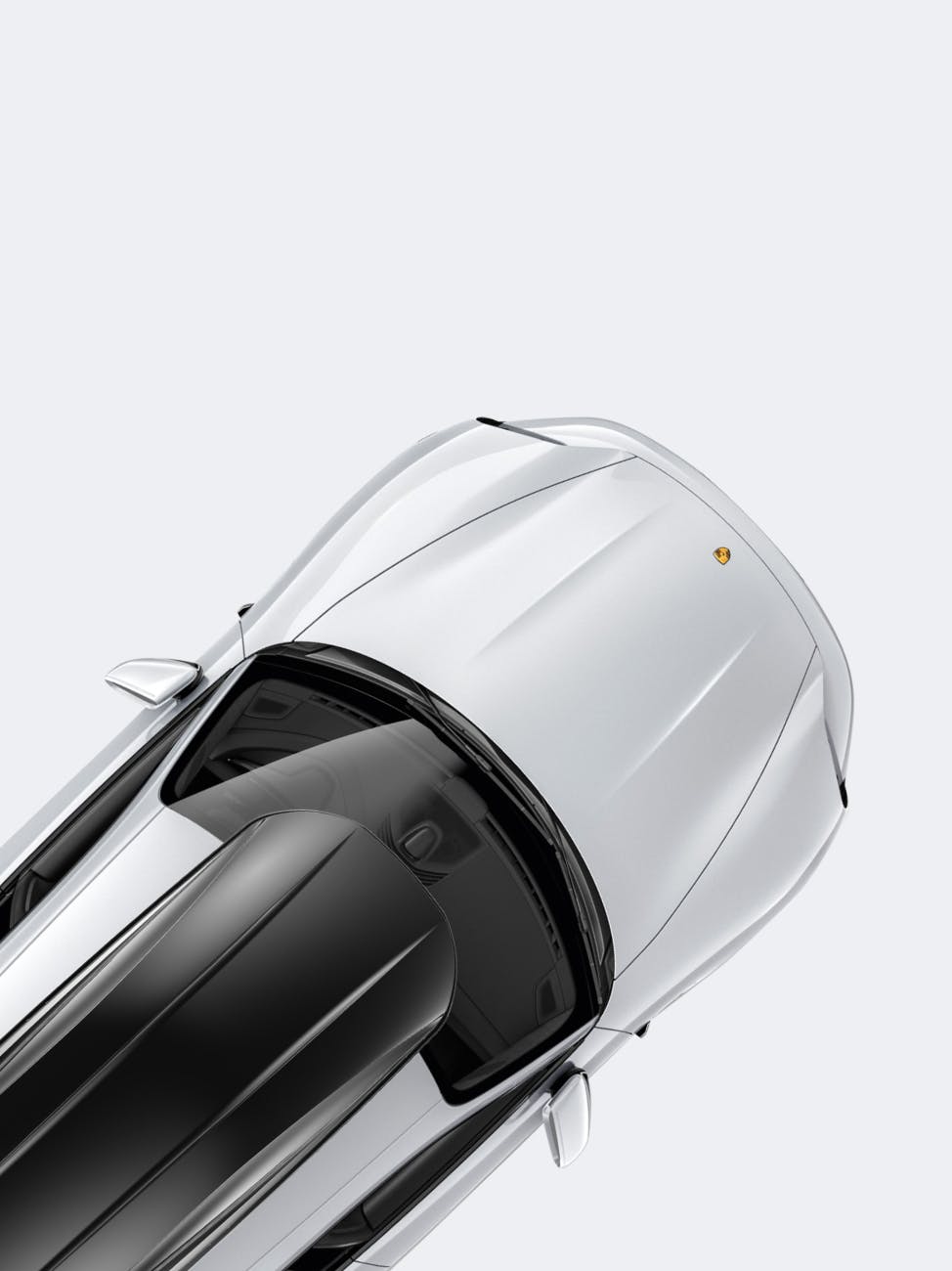 A silver Porsche car pictured from above on a white background.
