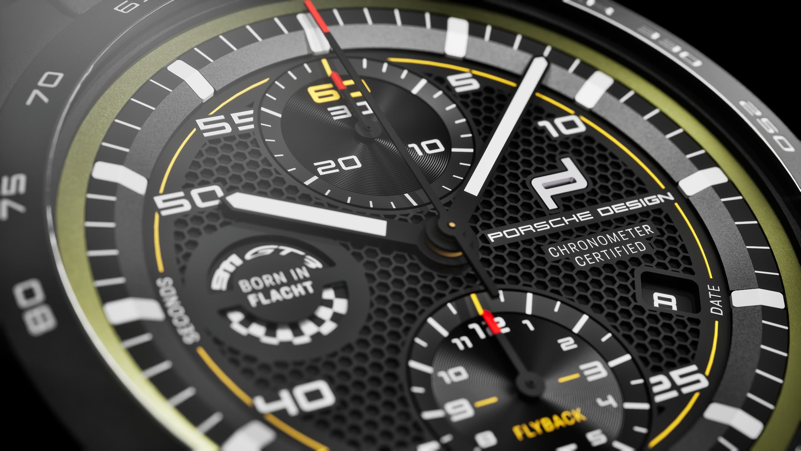Zbliżenie tarczy chronografu GT3 Touring