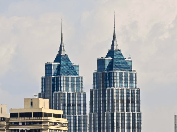 Photo taken with the Porsche Design HONOR Magic7 RSR shows two building towers in Super Zoom.