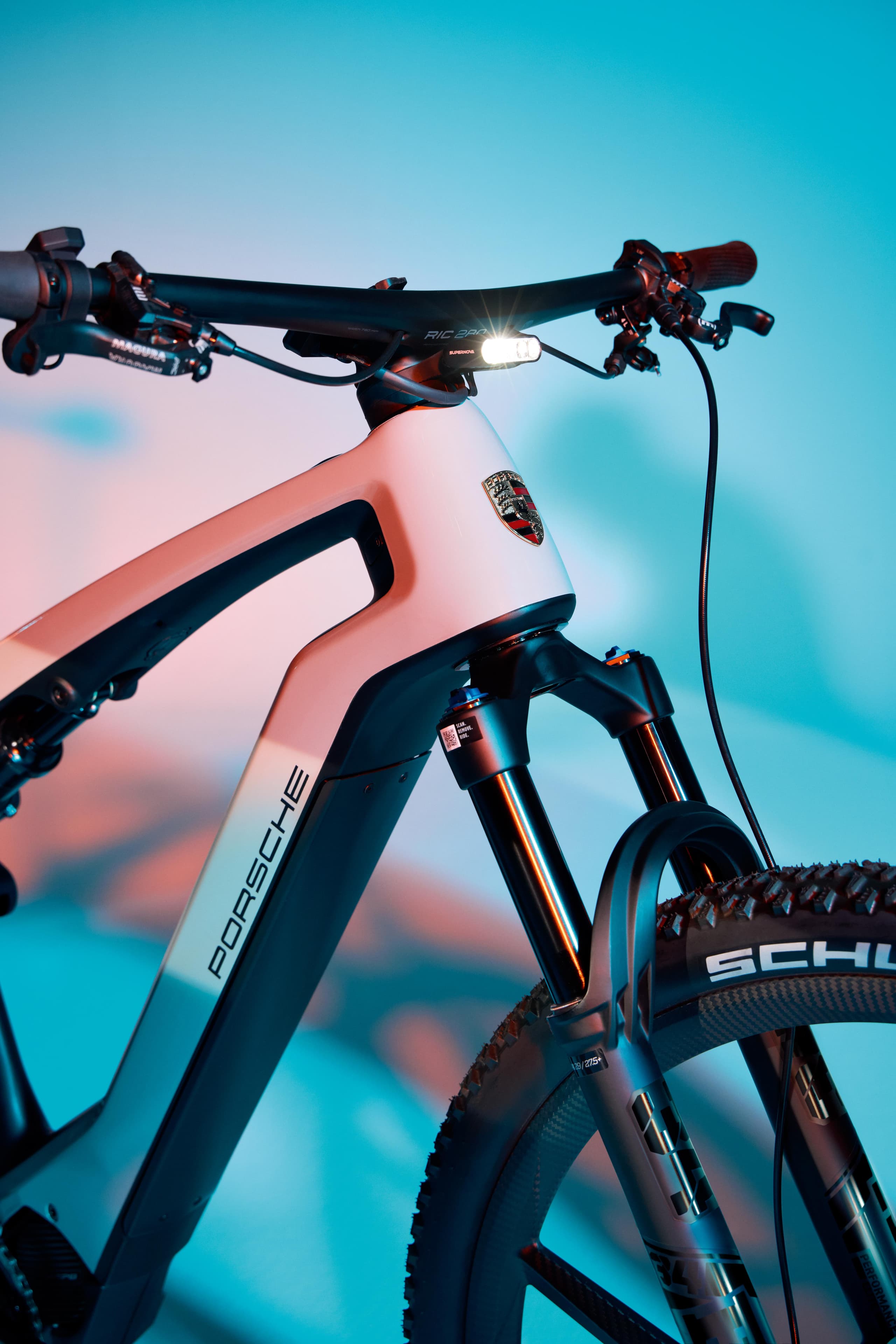 Close up of a Porsche eBike Sport, frame in focus
