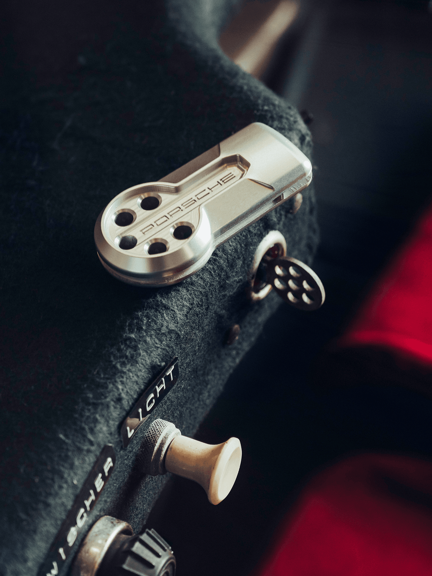 Close up of a historic ignition starter switch