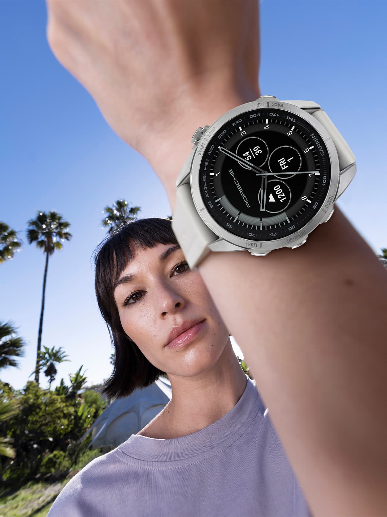 Close up of a Porsche Lifestyle watch on a man's wrist