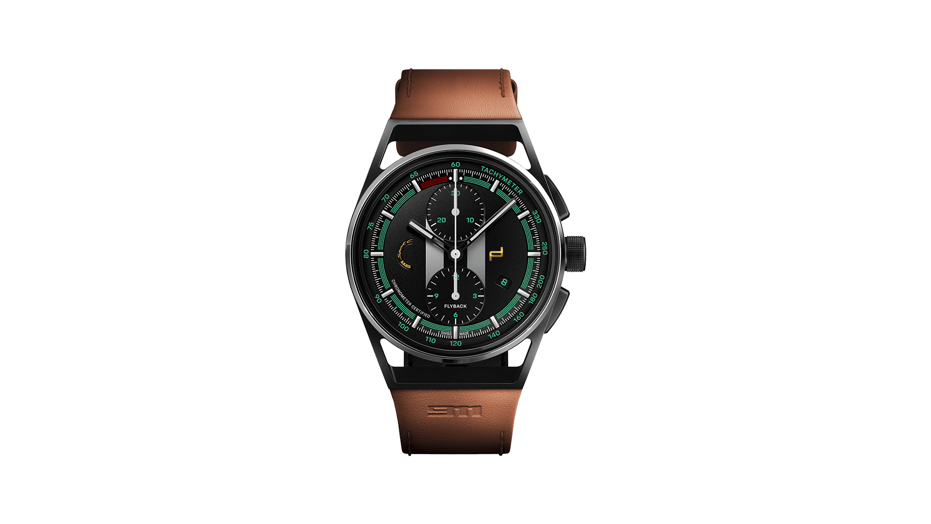 Na zdjęciu: Chronograph 911 Sport Classic z brązowym skórzanym paskiem.