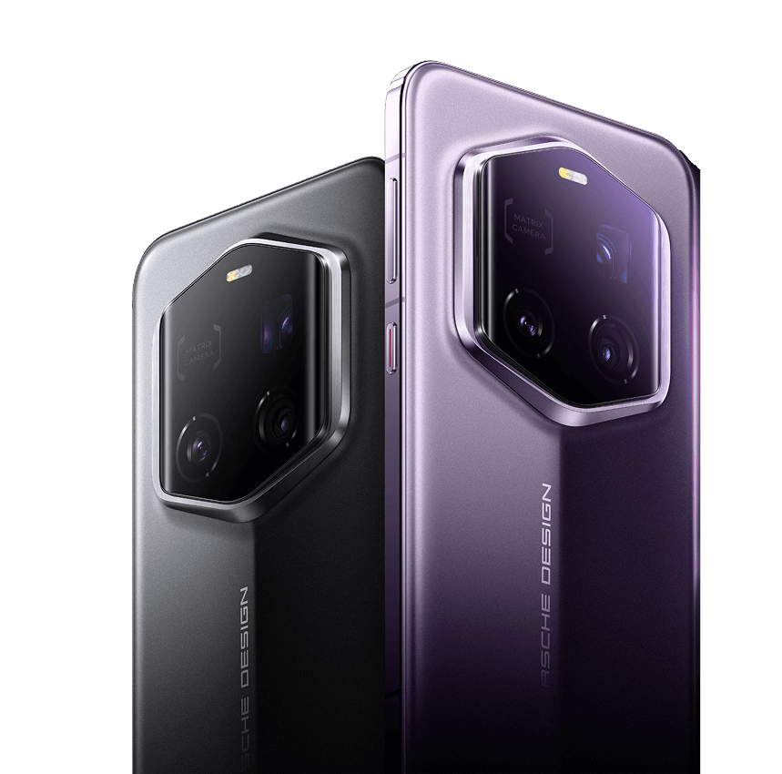 Back view of the PORSCHE DESIGN HONOR Magic7 RSR smartphone in the colors provance and agate grey