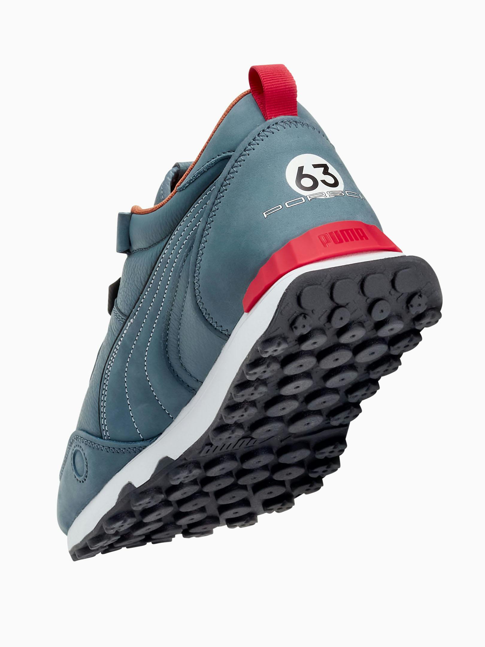 You can see the blue heritage sneaker with red details and the number 63 from Porsche in cooperation with Puma.