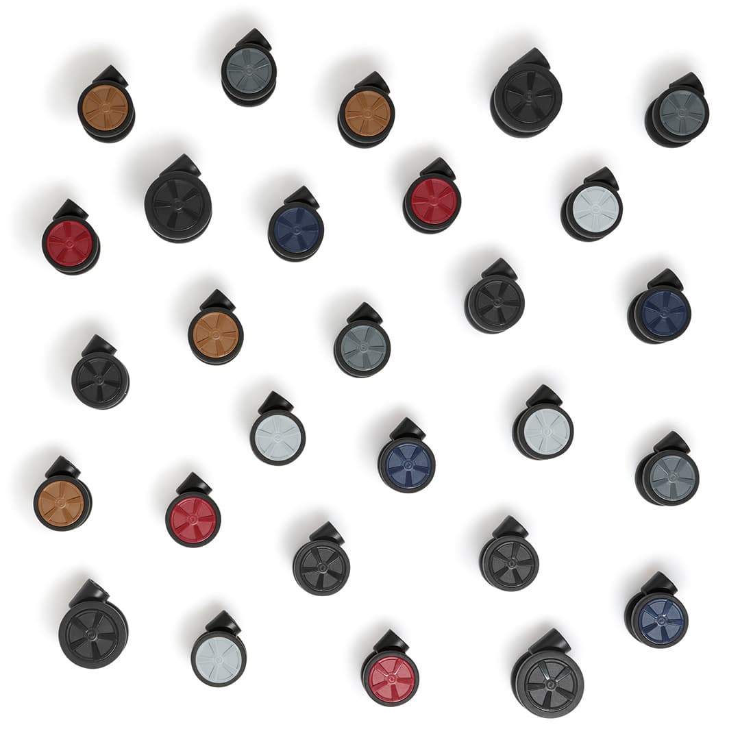 Set di ruote nei colori Porsche per personalizzare il Trolley S e il Business Trolley S Roadster di Porsche Design. Compatibile con le serie Roadster Aluminum e Roadster Hardcase (2025).