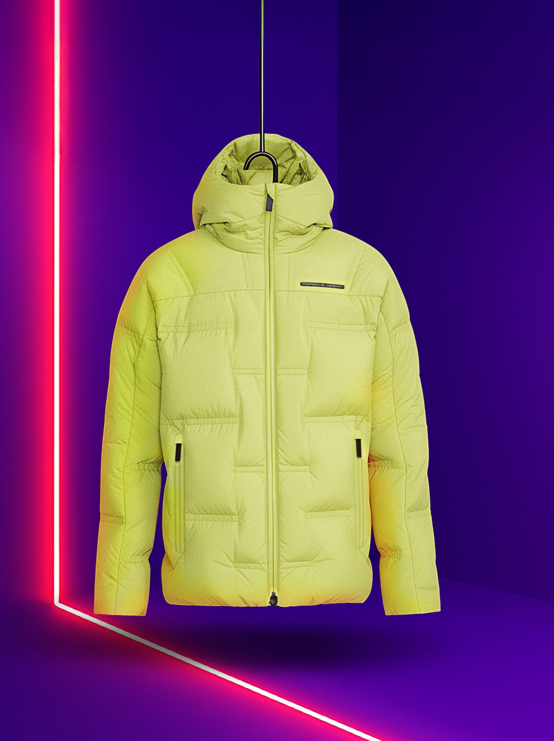 Clothing yellow jacket on purple Background