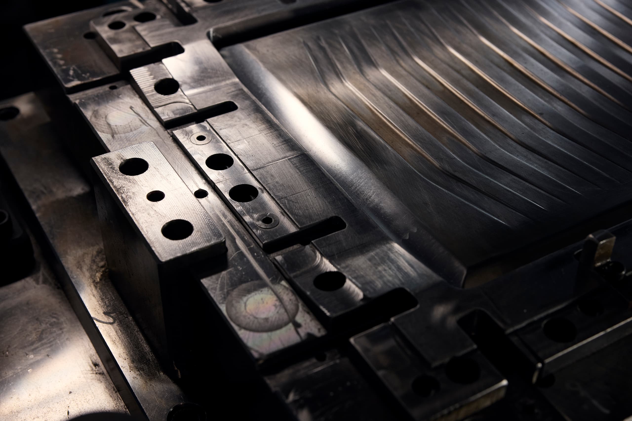 Image shows a production step in the processing of aluminum for the Roadster Aluminum Trolley.