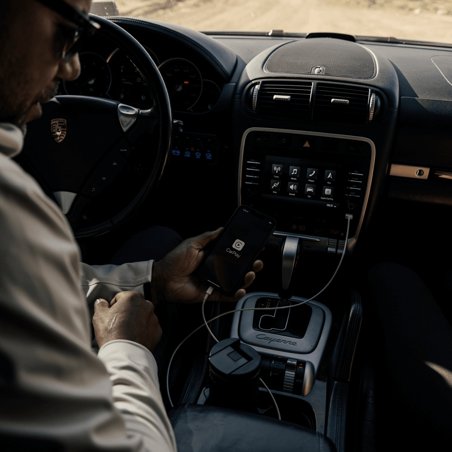 Person sitting in a car