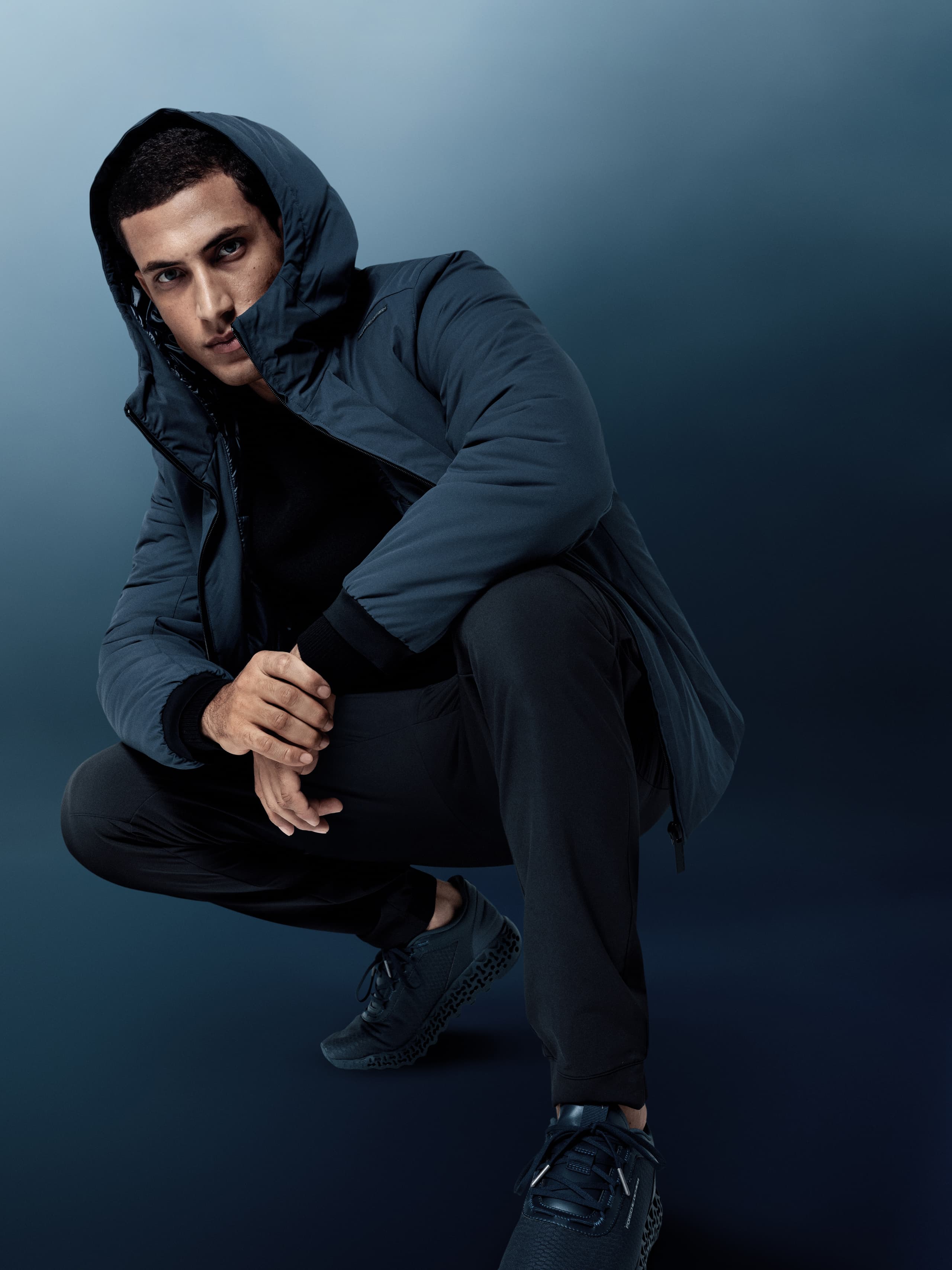 Man wearing a Porsche Design leather jacket
