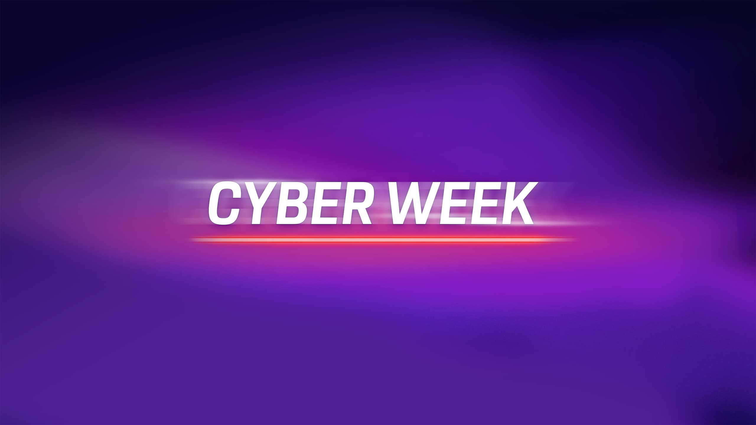 Cyber Week lettering in the center on a purple background
