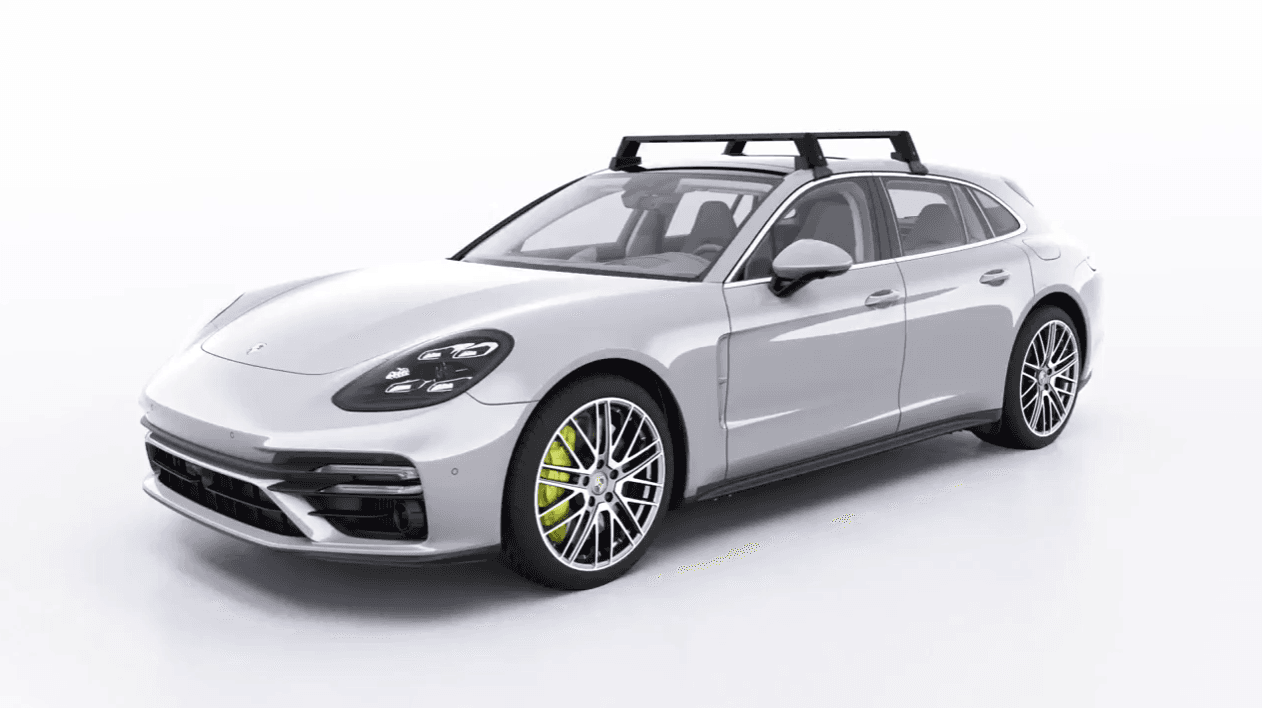 Light grey Porsche Panamera on a white background